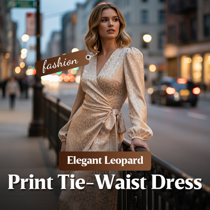 Robe élégante à imprimé léopard et taille nouée pour femme