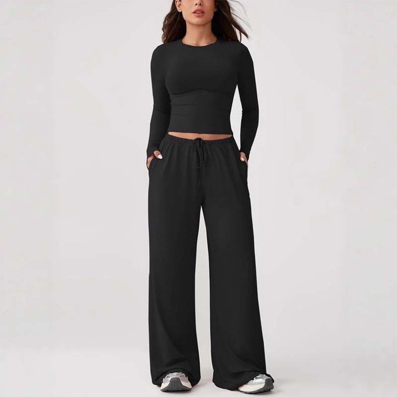 📢📢50 % DE RÉDUCTION !! ⏰Ensemble femme composé d'un haut court décontracté et d'un pantalon à cordon de serrage