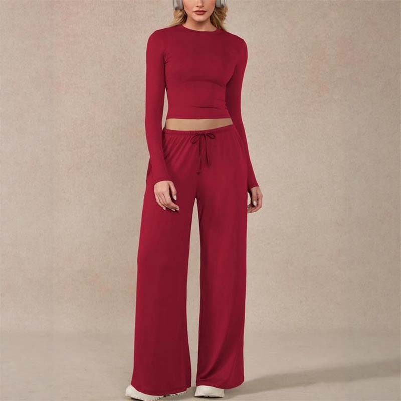 📢📢50 % DE RÉDUCTION !! ⏰Ensemble femme composé d'un haut court décontracté et d'un pantalon à cordon de serrage