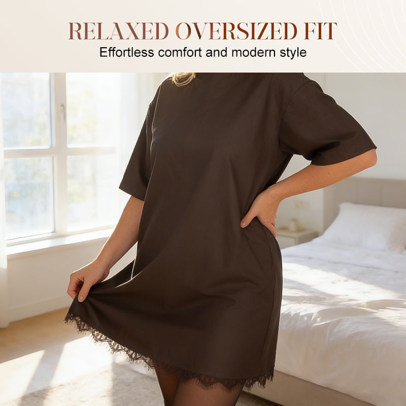 Mini-robe décontractée à manches courtes en dentelle