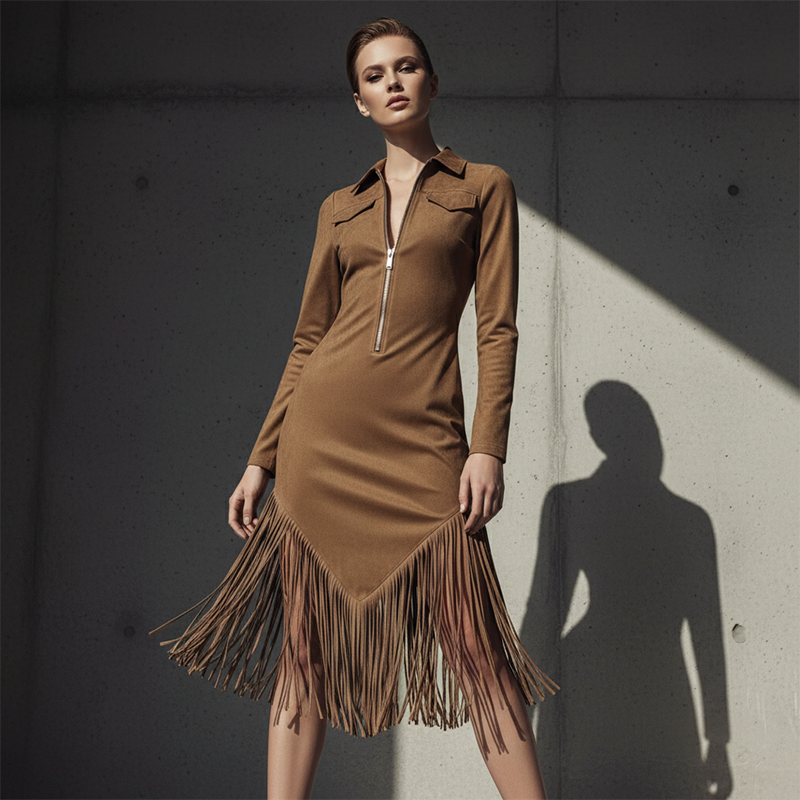 ⏰Last Day Sale 50% Off💃Robe midi rétro à fermeture éclair pour femme, avec pompon