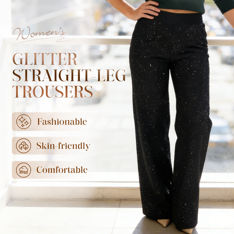 Pantalon droit pailleté taille haute