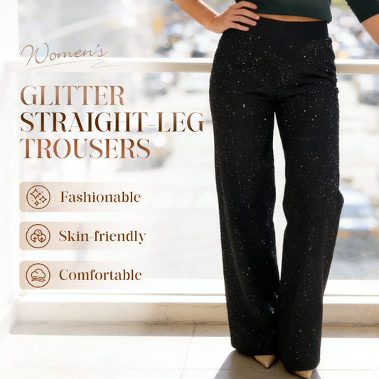 Pantalon droit pailleté taille haute