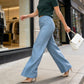 Pantalon droit pailleté taille haute