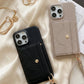 Coque de téléphone protectrice avec portefeuille, miroir et dragonne