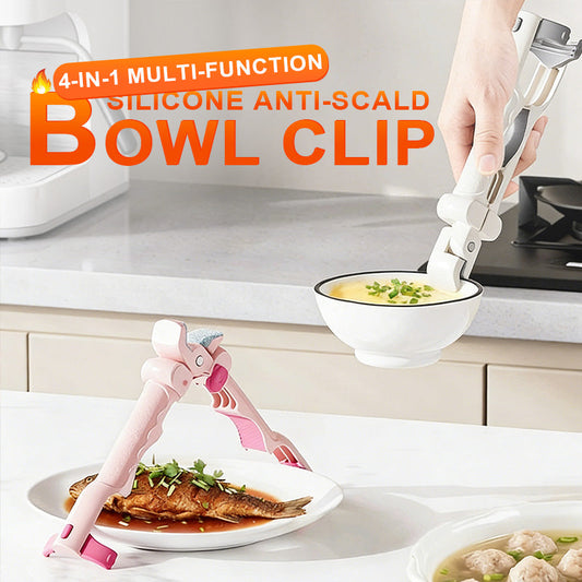 Pince multifonction 4 en 1 en silicone anti-brûlure pour bol