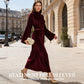 Élégante robe longue à manches cloche en velours