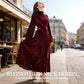 Élégante robe longue à manches cloche en velours