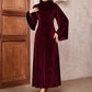 Élégante robe longue à manches cloche en velours