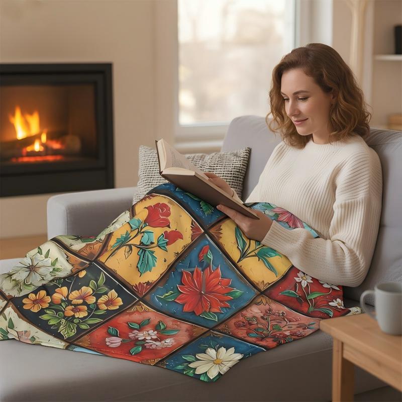 🔥Offres spéciales-Couverture florale douillette et douce