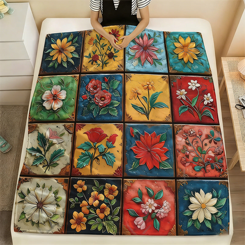 🔥Offres spéciales-Couverture florale douillette et douce