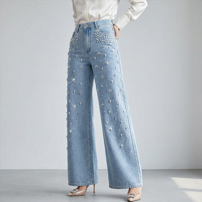 Pantalon en denim élégant et orné pour femmes