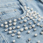 Pantalon en denim élégant et orné pour femmes