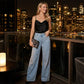 Pantalon en denim élégant et orné pour femmes
