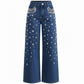 Pantalon en denim élégant et orné pour femmes