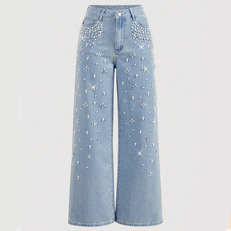 Pantalon en denim élégant et orné pour femmes