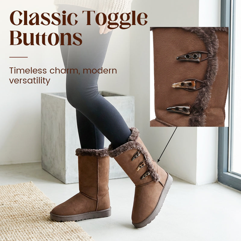 Bottes de neige mi-mollet ultra-chaudes doublées de fausse fourrure pour femmes