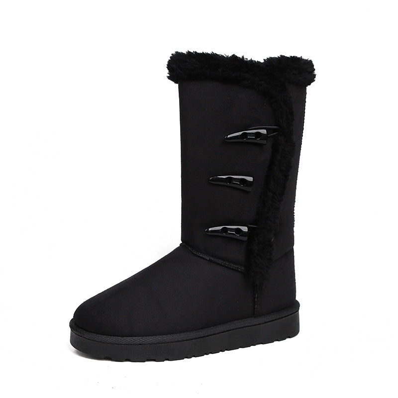 Bottes de neige mi-mollet ultra-chaudes doublées de fausse fourrure pour femmes