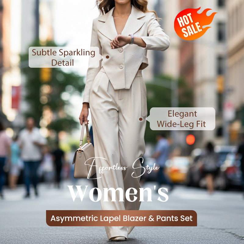 Ensemble blazer et pantalon asymétrique à revers pour femme