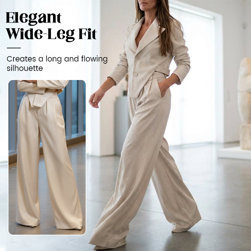 Ensemble blazer et pantalon asymétrique à revers pour femme