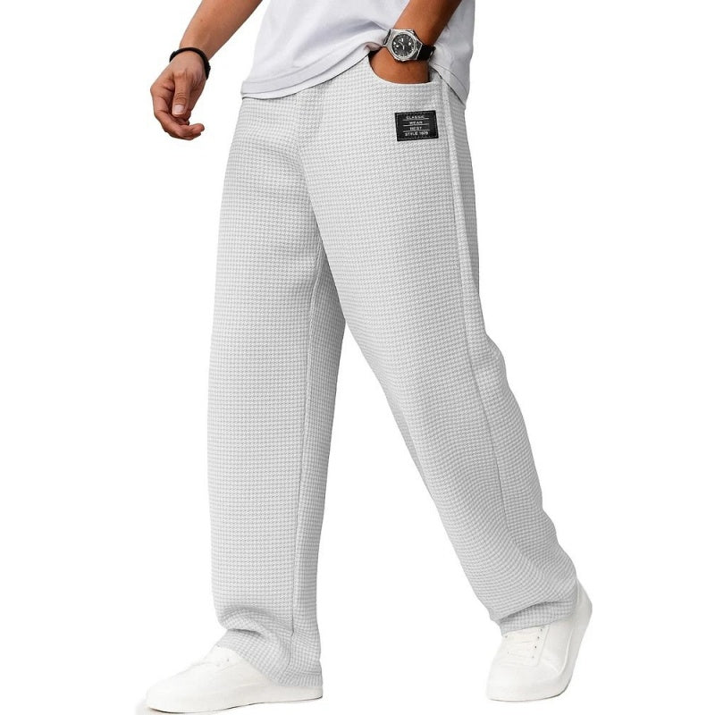 Pantalon long ample en maille gaufrée minimaliste