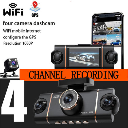 📢📢60% de réduction ! Caméra Embarquée 4 en 1 Ultra HD – Enregistrement Avant/Intérieur/Arrière + WiFi & GPS 🚗🎥