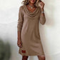 Robe en tricot à manches longues et col roulé pour femme