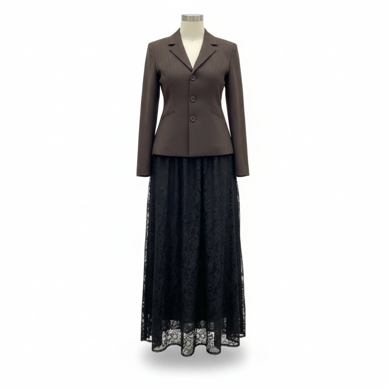 Ensemble 2 pièces élégant pour femme composé d'un blazer et d'une jupe délicate