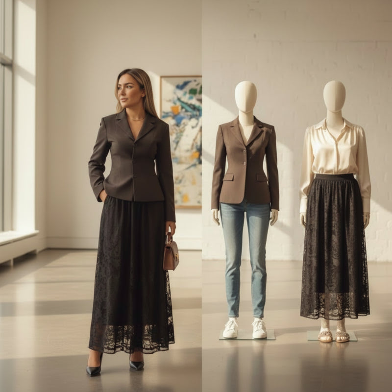 Ensemble 2 pièces élégant pour femme composé d'un blazer et d'une jupe délicate