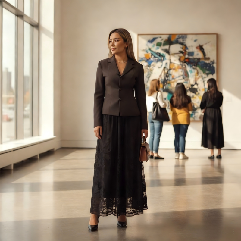 Ensemble 2 pièces élégant pour femme composé d'un blazer et d'une jupe délicate