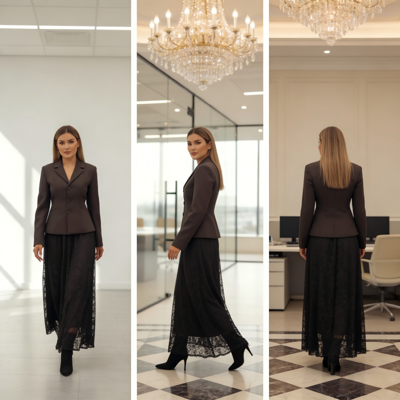 Ensemble 2 pièces élégant pour femme composé d'un blazer et d'une jupe délicate