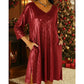 Robe à paillettes scintillantes à col en V pour femme