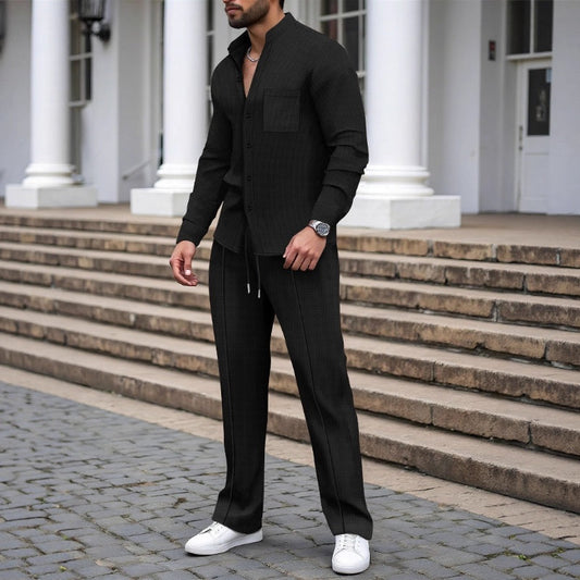 🔥Ensemble gaufré deux pièces pour homme – Design confortable, respirant et polyvalent 🍂