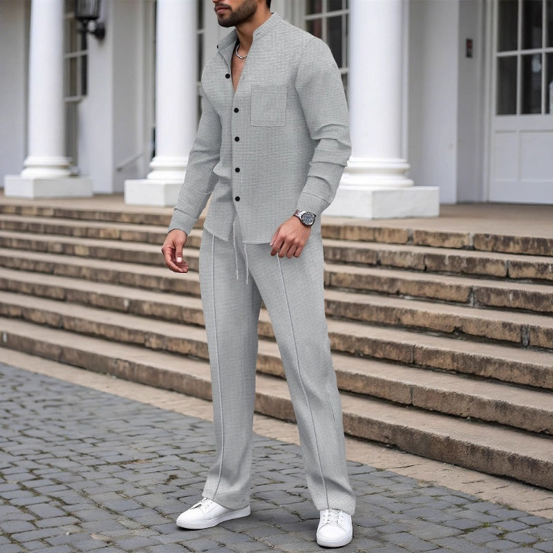 🔥Ensemble gaufré deux pièces pour homme – Design confortable, respirant et polyvalent 🍂