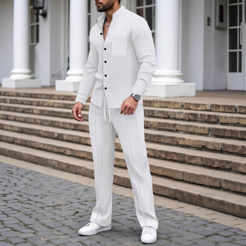 🔥Ensemble gaufré deux pièces pour homme – Design confortable, respirant et polyvalent 🍂