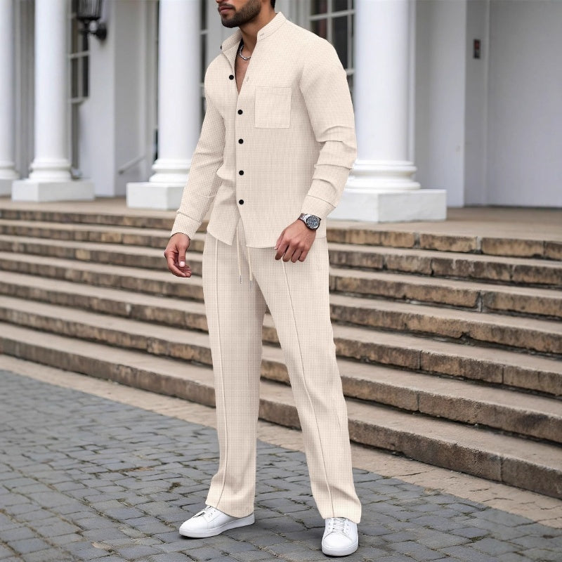 🔥Ensemble gaufré deux pièces pour homme – Design confortable, respirant et polyvalent 🍂
