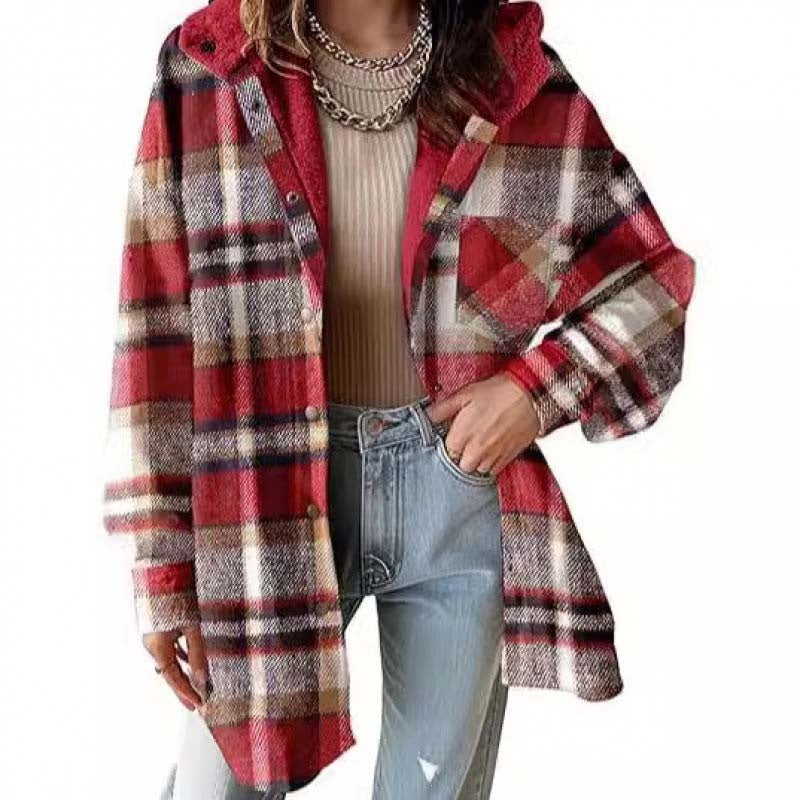 🎉 Last Day Promotion-50% OFF 🧥Women’s Classic Cozy Plaid Hooded Jacket
