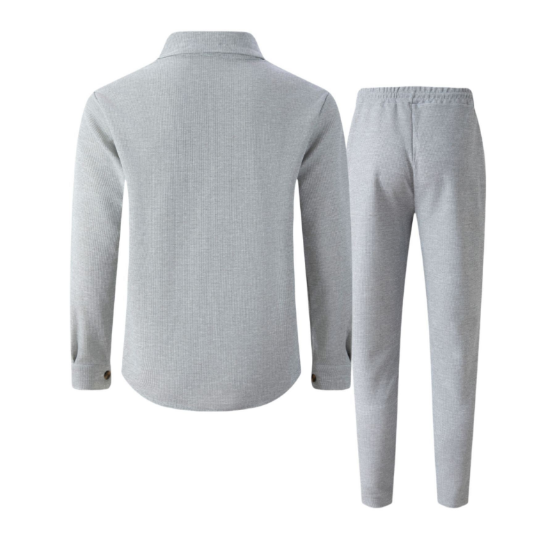 🔥 50 % DE RÉDUCTION ! ⏰ Ensemble homme veste boutonnée + pantalon en maille alvéolée – Coupe ample, tissu respirant & style casual élégant 👕👖