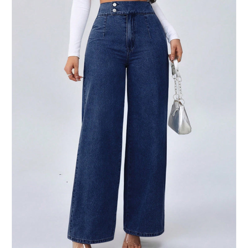 📢📢50 % de réduction !! ⏰Jean taille haute à jambes larges pour femme