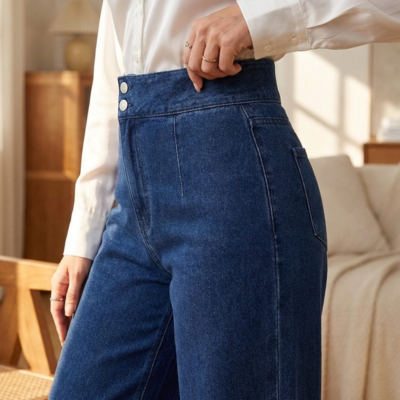 📢📢50 % de réduction !! ⏰Jean taille haute à jambes larges pour femme