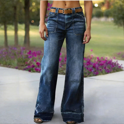 👖✨Chic Rétro | Jean Évasé Femme | Coupe Allongeante & Poches Généreuses💫