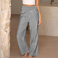 Pantalon large à taille haute en vichy pour femme