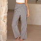 Pantalon large à taille haute en vichy pour femme