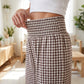 Pantalon large à taille haute en vichy pour femme