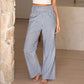 Pantalon large à taille haute en vichy pour femme