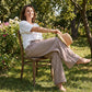 Pantalon large à taille haute en vichy pour femme