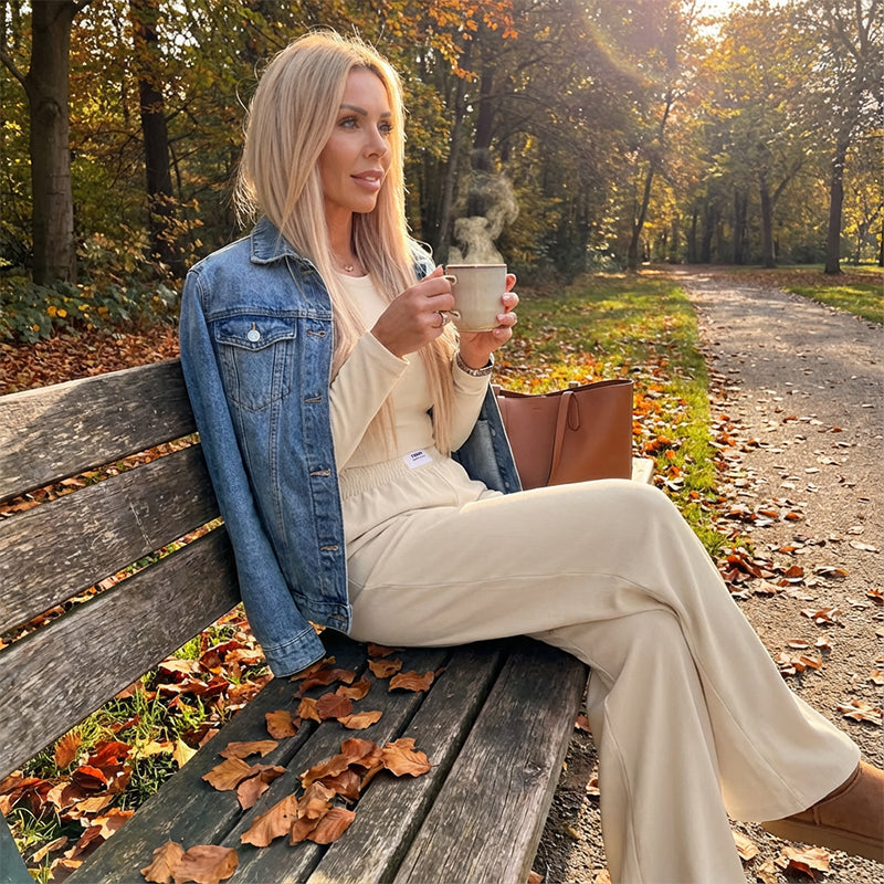 Ensemble deux pièces uni pour femme