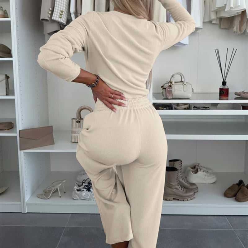 Ensemble deux pièces uni pour femme