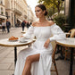 Robe femme à épaules dénudées et taille haute