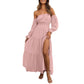Robe femme à épaules dénudées et taille haute